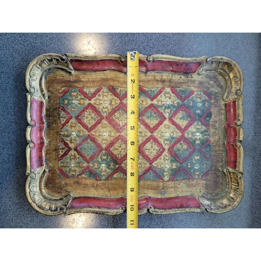 Design Toscano Decorative Tray Faux Wood Italian Renaissance Style 14”